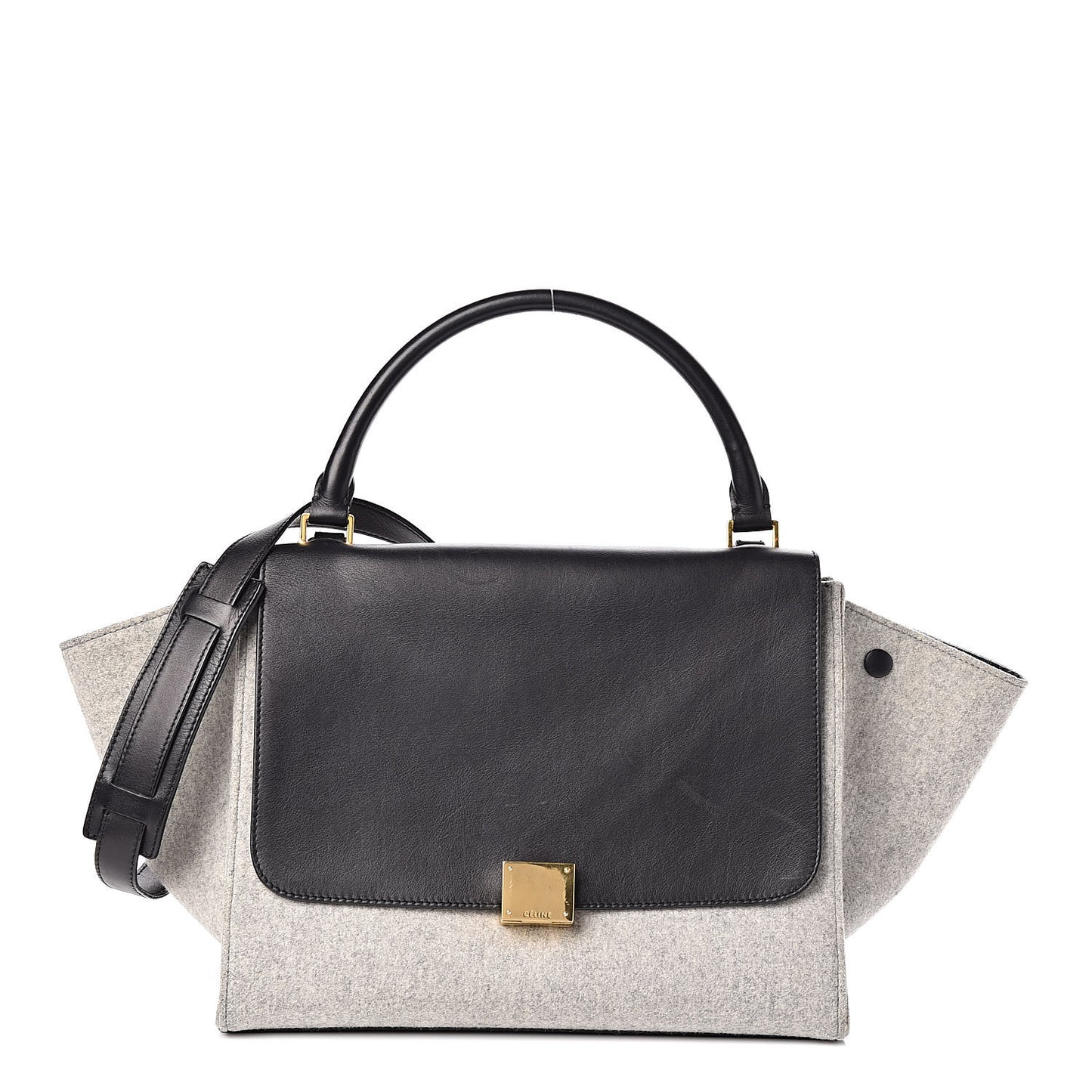 Felt Smooth Calfskin Medium Trapeze Pearl Grey