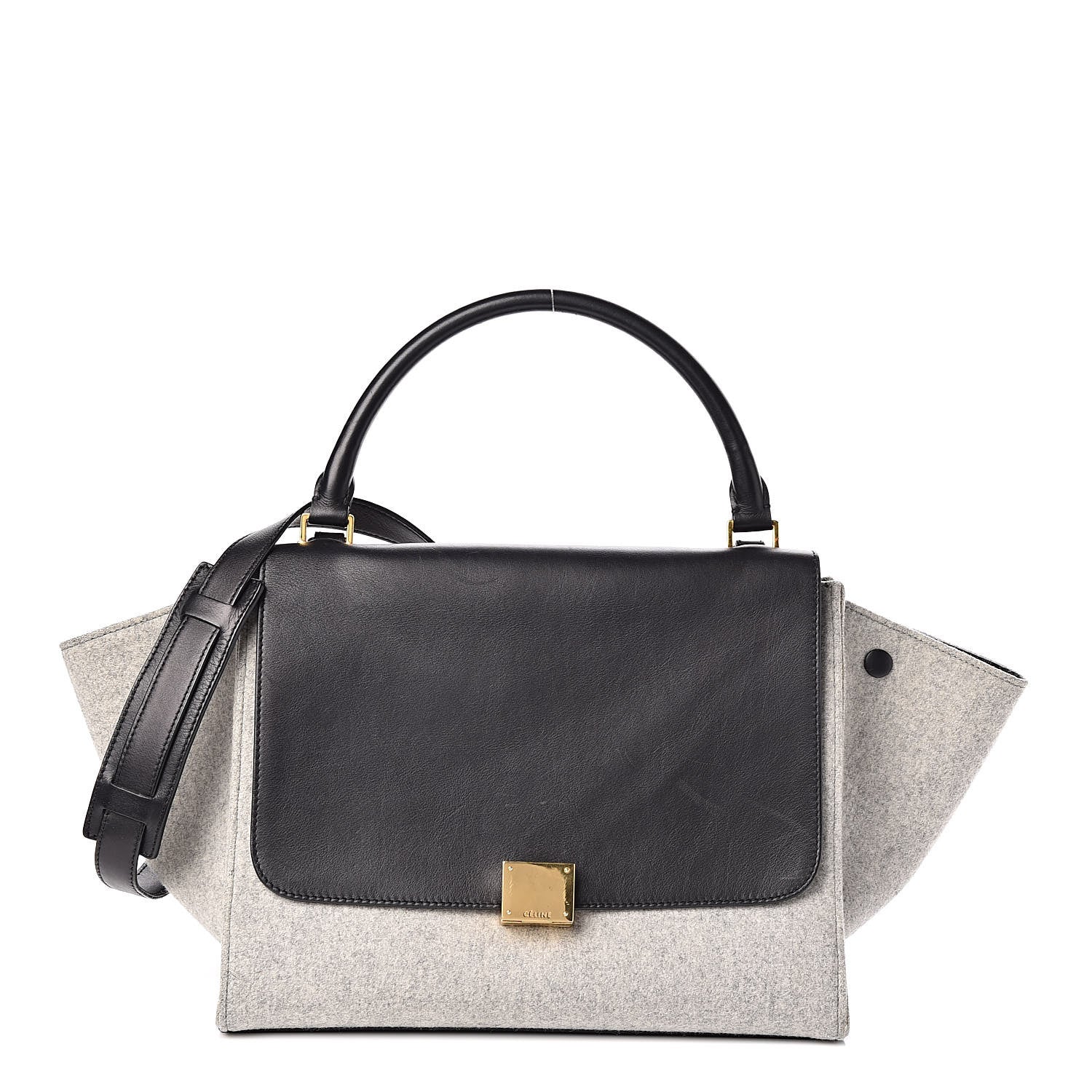Celine Felt Smooth Calfskin Medium Trapeze Pearl Grey 1 of 10