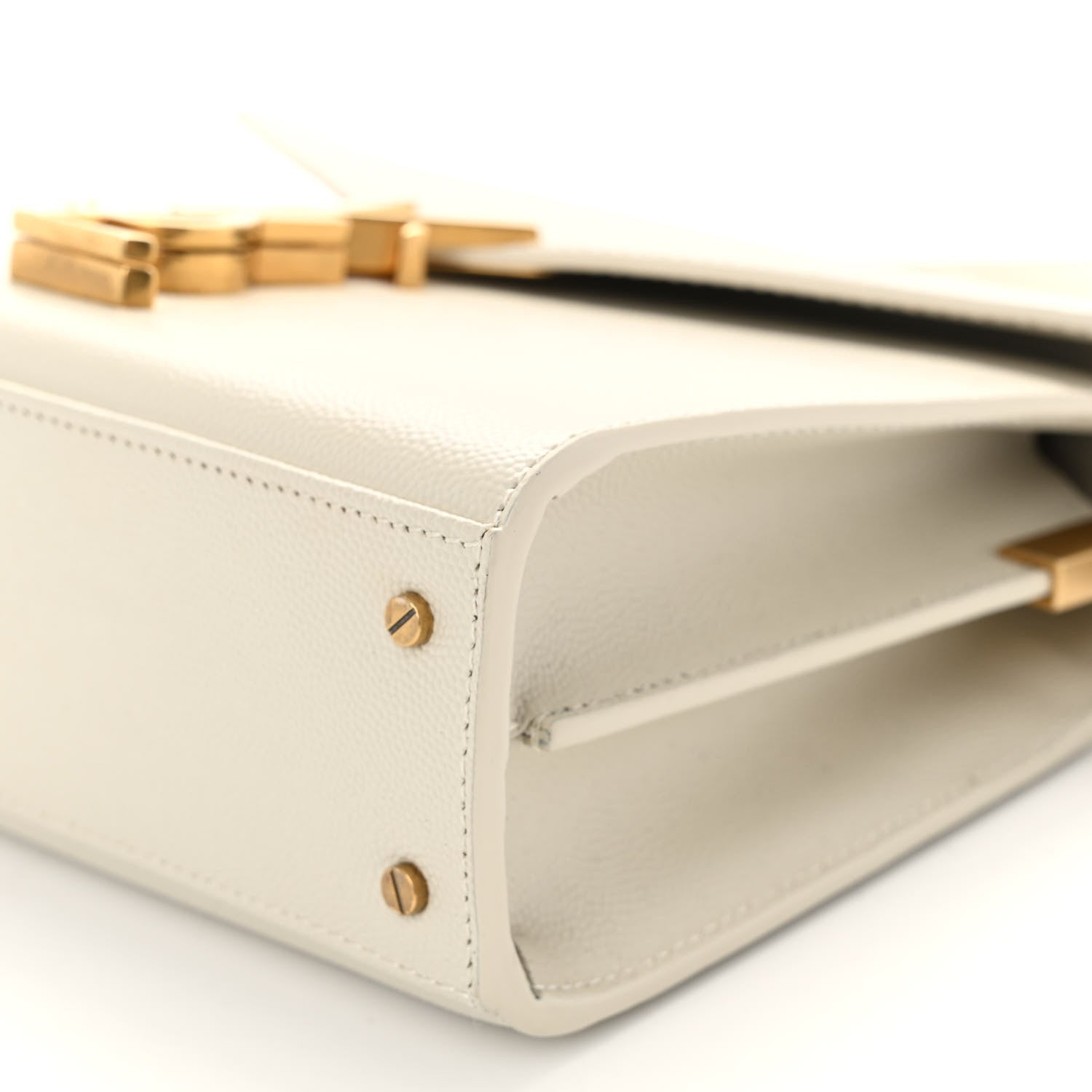 Saint Laurent Grain de Poudre Mini Classic Monogram Cassandra Top Handle Vintage White 8 of 8