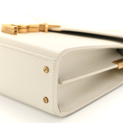 Saint Laurent Grain de Poudre Mini Classic Monogram Cassandra Top Handle Vintage White 8 of 8