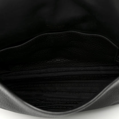 Prada Vitello Daino Flap Shoulder Bag Black 5 of 9