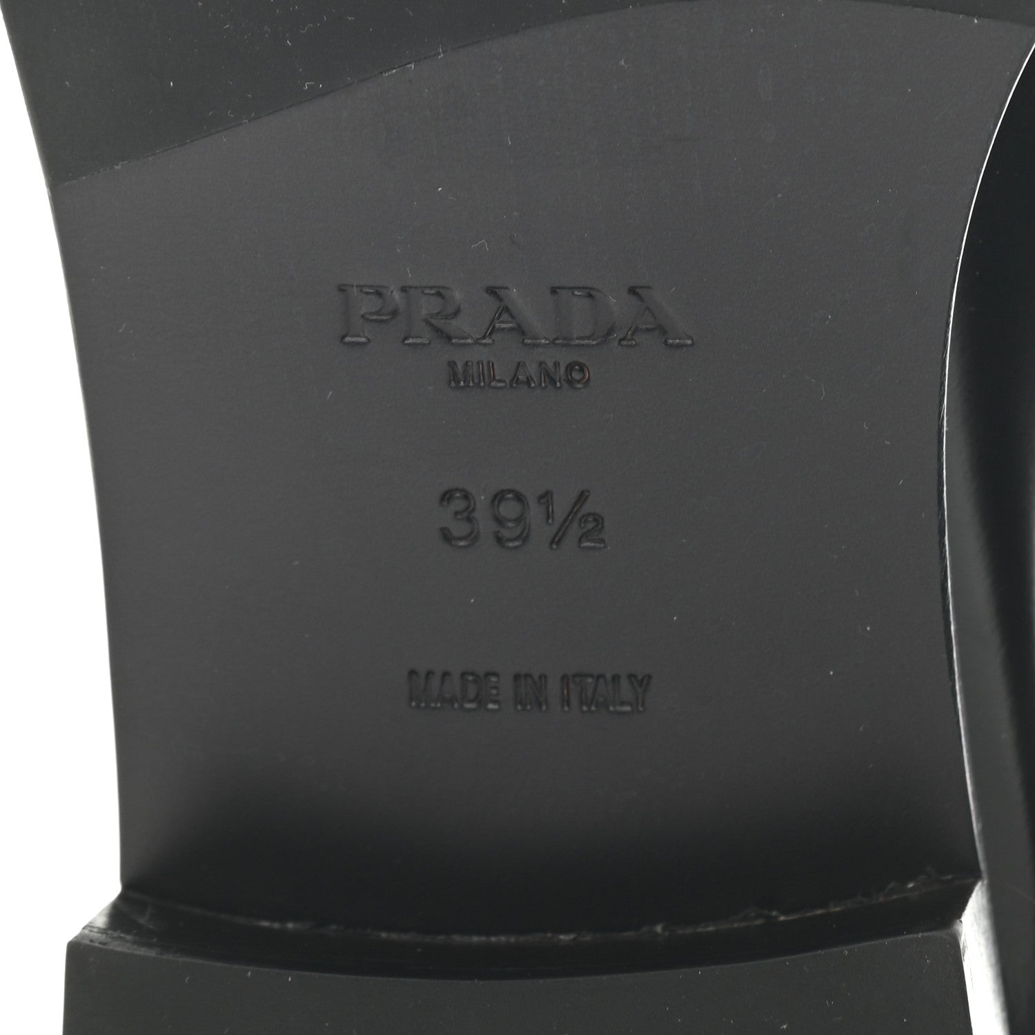 Prada Spazzolato Metal Triangle Logo 20mm Loafers 39.5 Black 6 of 7