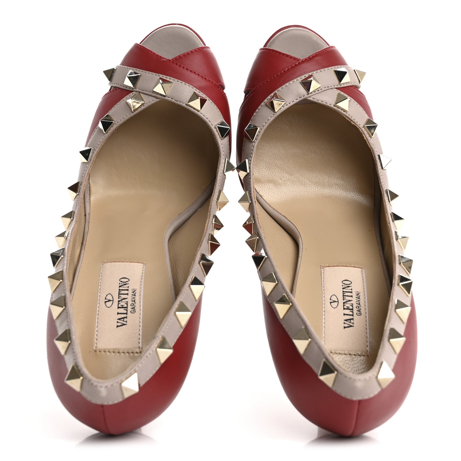 Valentino Garavani Nappa Rockstud Peep Toe Platform Pumps 36 Poudre Rosso 2 of 12