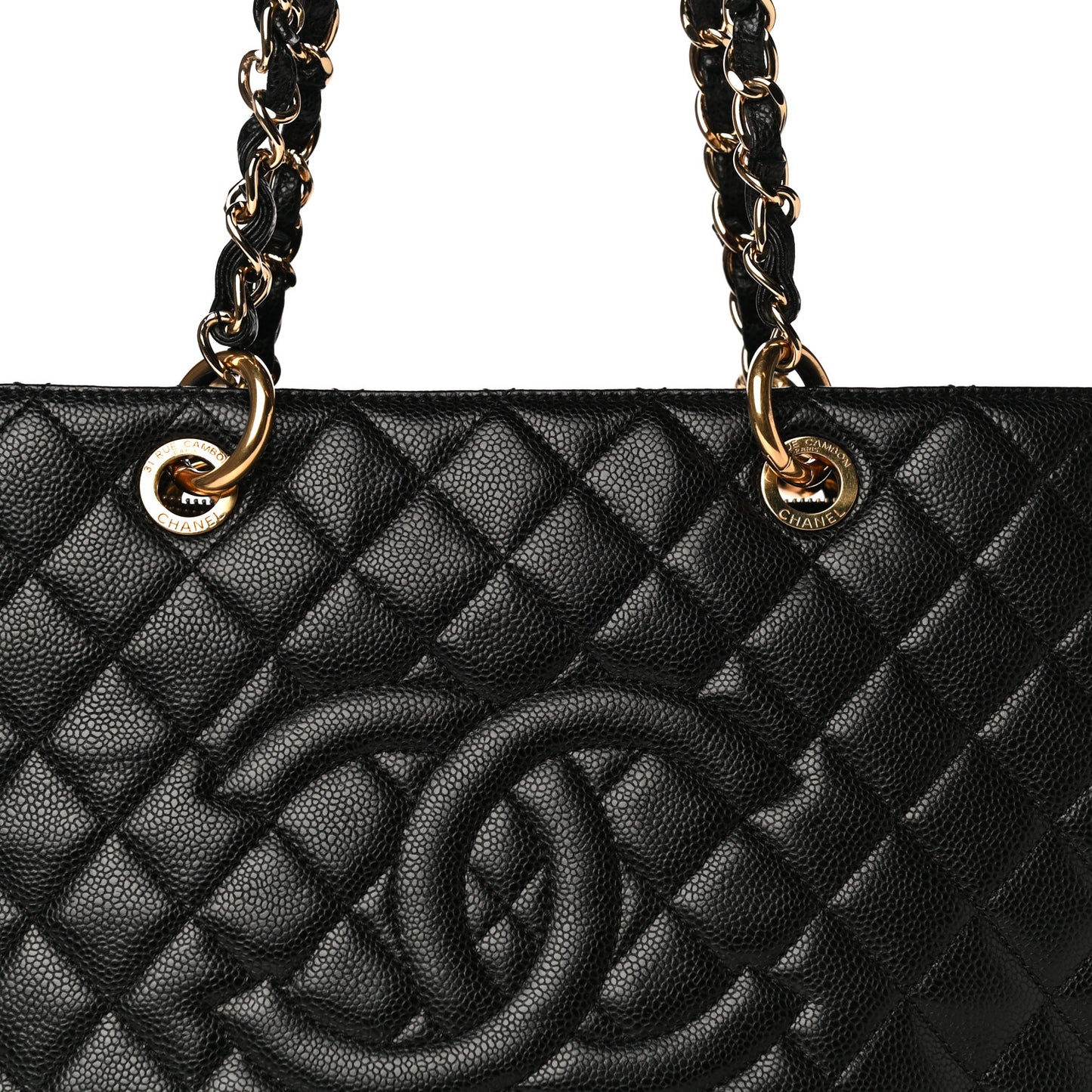 Caviar Quilted Grand Shopping Tote GST Black