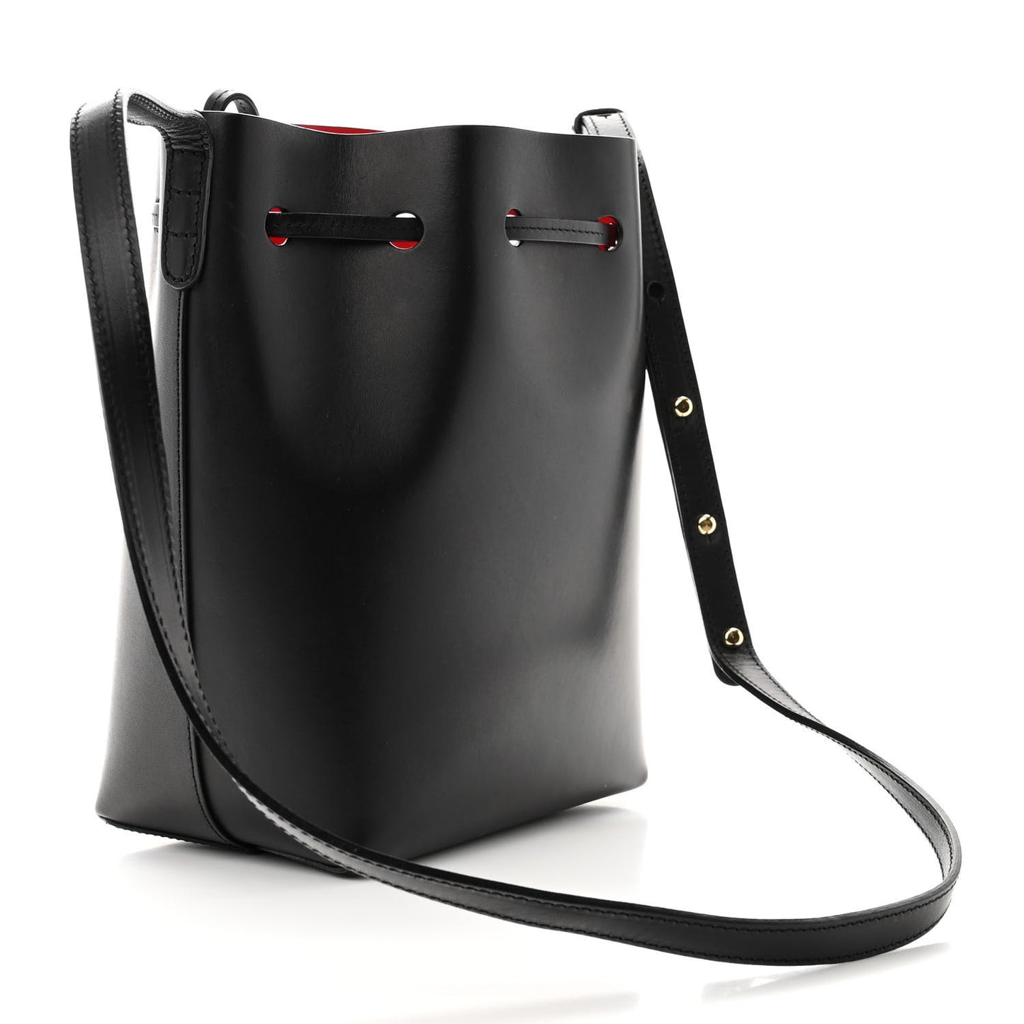 Vegetable Tanned Calfskin Mini Bucket Bag Black Flamma