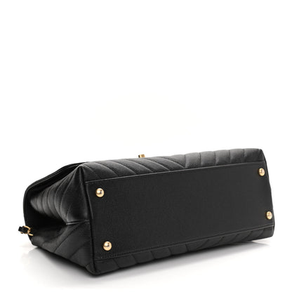 Chanel Caviar Chevron Quilted Small Coco Handle Flap Black 4 of 10