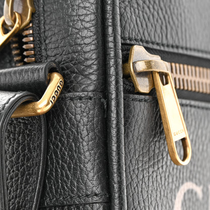 Gucci Grained Calfskin Logo Messenger Bag Black 11 of 12