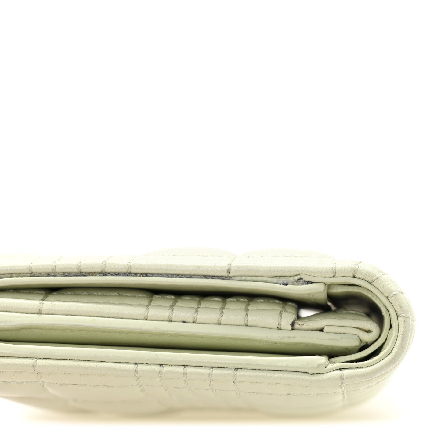 Lambskin Quilted Small Lola Folding Wallet Pistachio