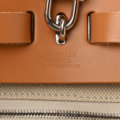 Hermes Military Toile Vache Hunter Herbag a Dos Zip Retourne Beton Naturel Sable 7 of 11