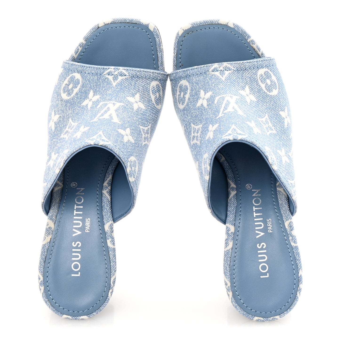 Denim Monogram Silhouette Mules 39 Blue