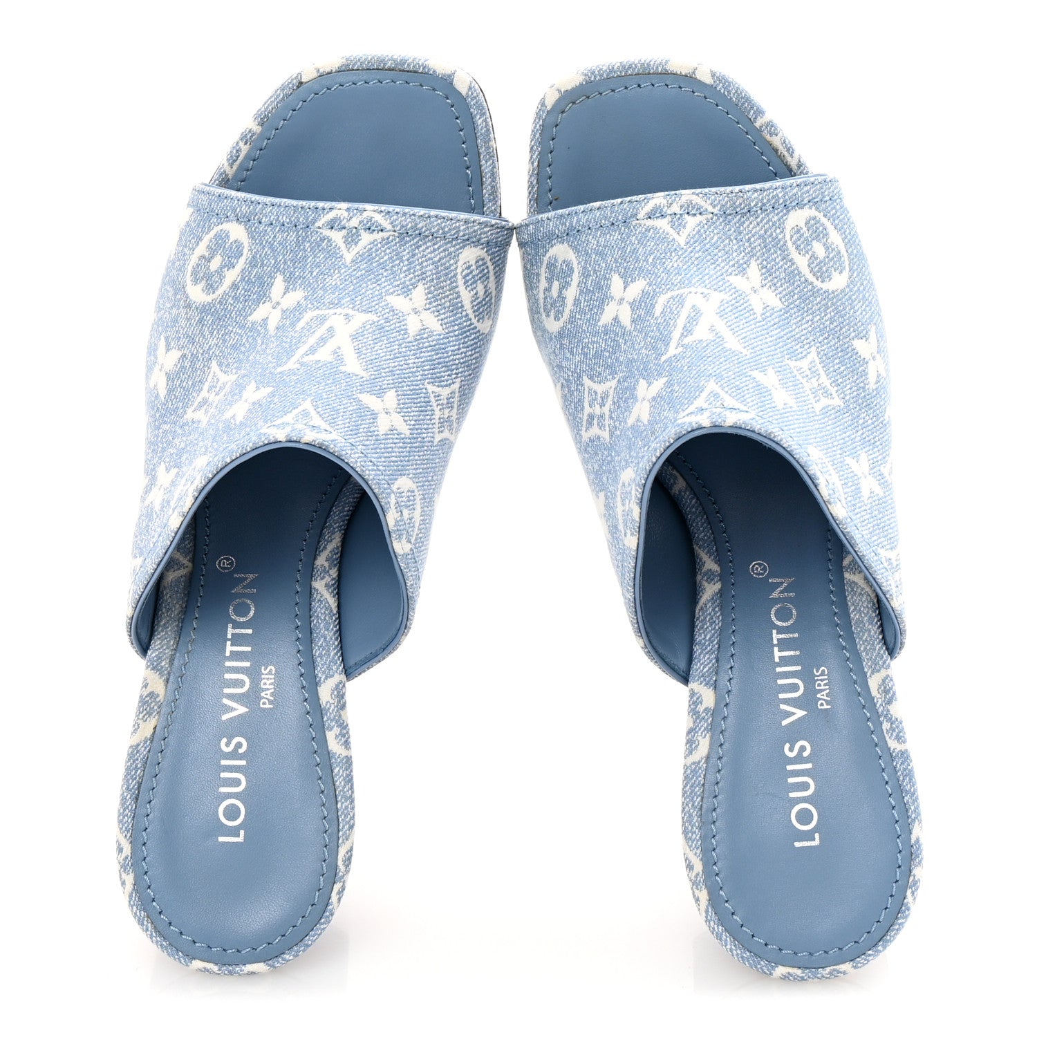 Louis Vuitton Denim Monogram Silhouette Mules 39 Blue 2 of 10