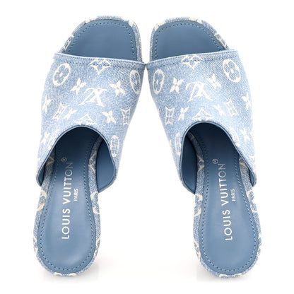 Louis Vuitton Denim Monogram Silhouette Mules 39 Blue 2 of 10