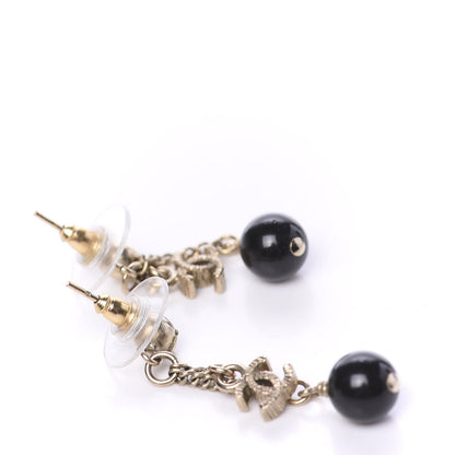 Chanel Resin CC Bead Drop Earrings Gold Black 3 of 4
