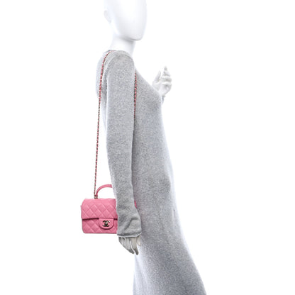 Chanel Lambskin Quilted Mini Top Handle Rectangular Flap Pink 2 of 12