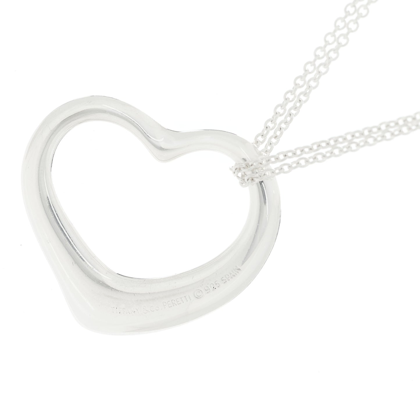 Sterling Silver 35mm Elsa Peretti Open Heart Pendant Necklace