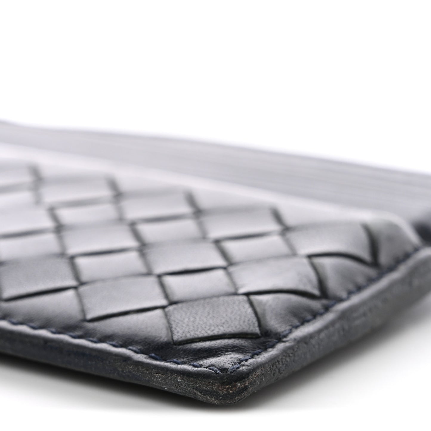 Nappa Intrecciato Card Holder Deep Blue
