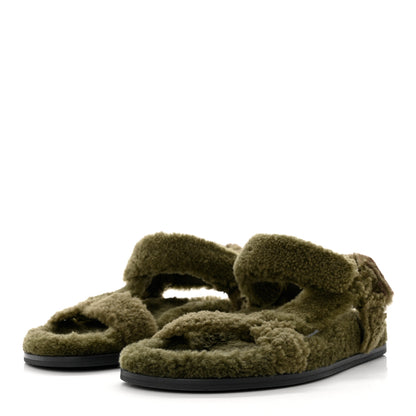 Fendi Shearling FF Fendi Feel Sandals 38 Illinois Military 3 of 7