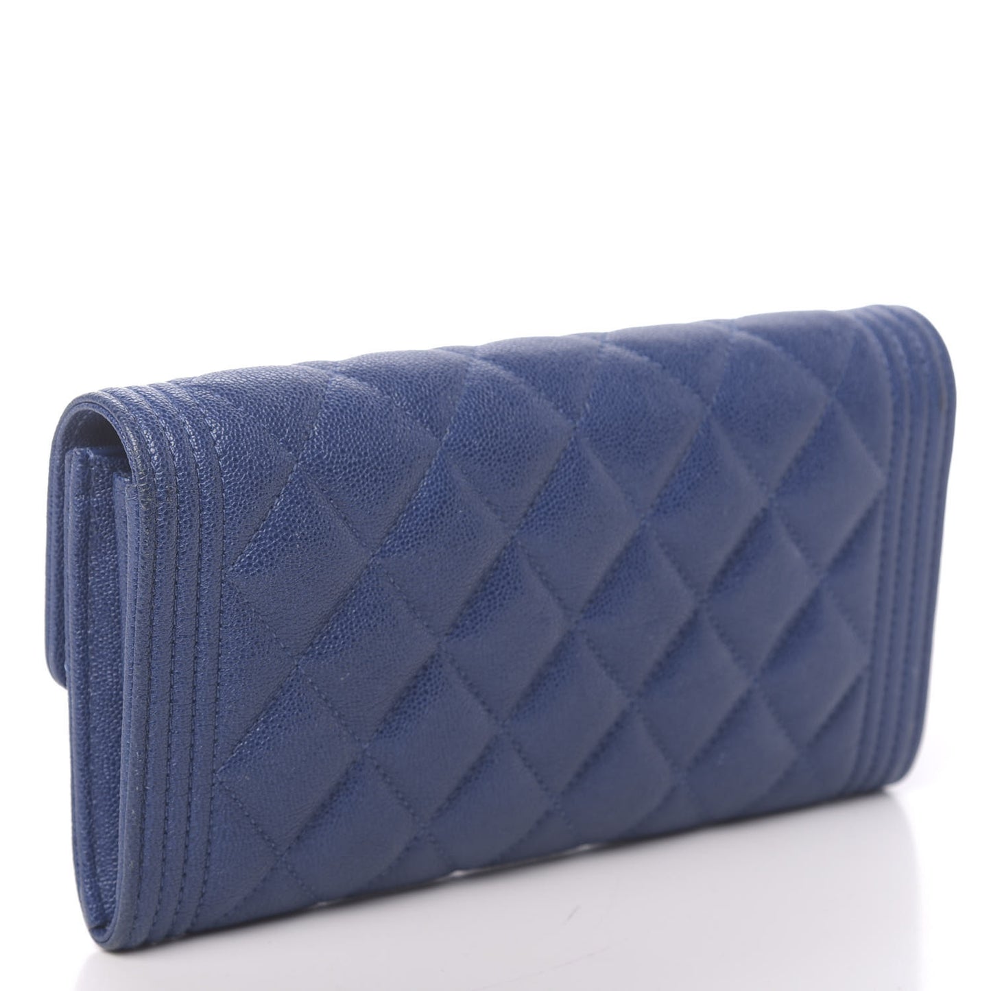 Caviar Quilted Boy Flap Wallet Blue