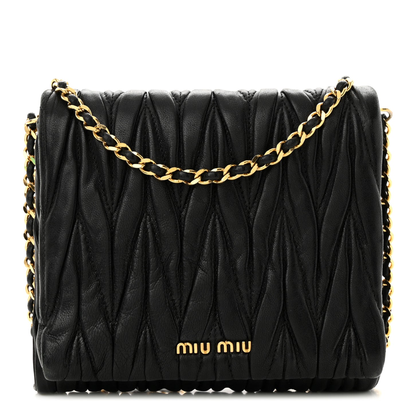 Nappa Matelasse Chain Crossbody Black