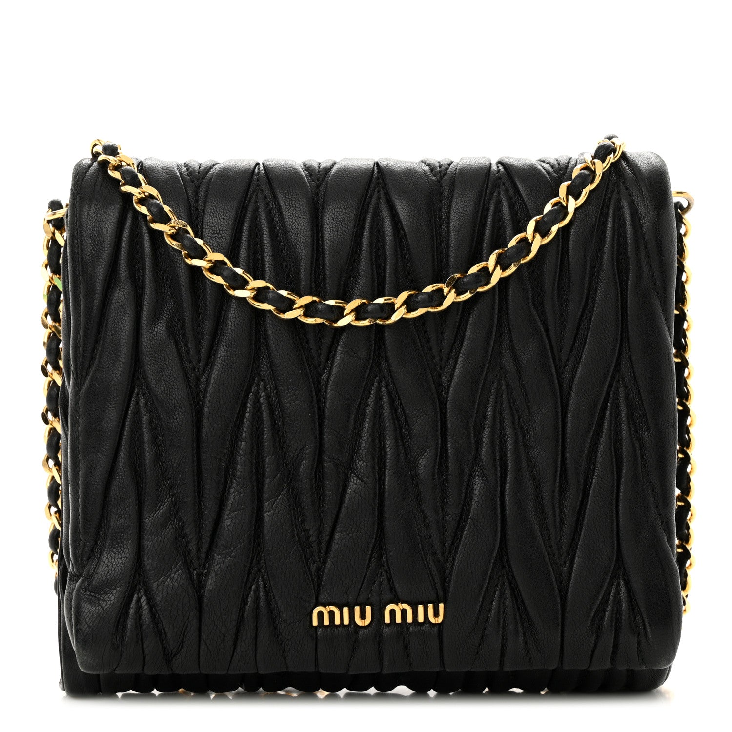 Miu Miu Nappa Matelasse Chain Crossbody Black 1 of 12