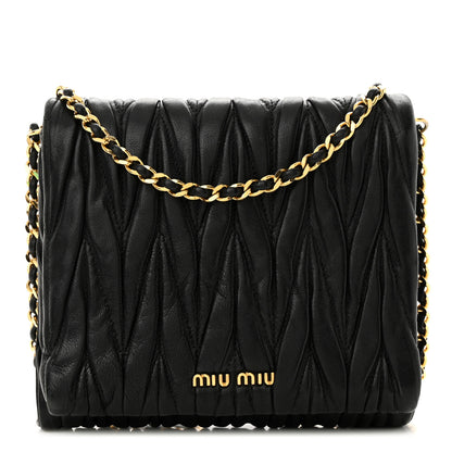 Miu Miu Nappa Matelasse Chain Crossbody Black 1 of 12