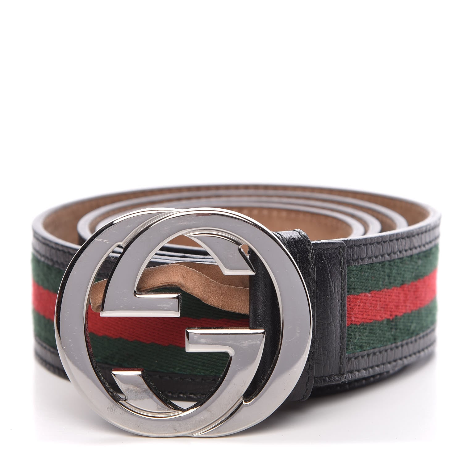 Gucci Calfskin Web Interlocking G Belt 105 42 Black 1 of 9