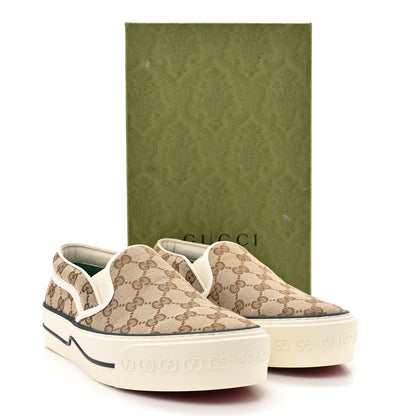 Gucci GG Monogram Womens 1977 Tennis Slip On 30mm Sneakers 38.5 Beige Ebony Mystic White 9 of 9
