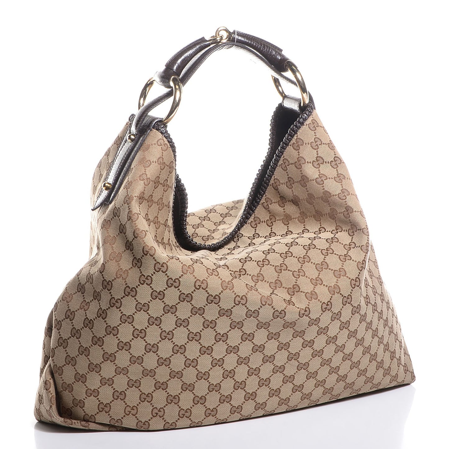 Monogram Large Horsebit Chain Hobo Dark Brown