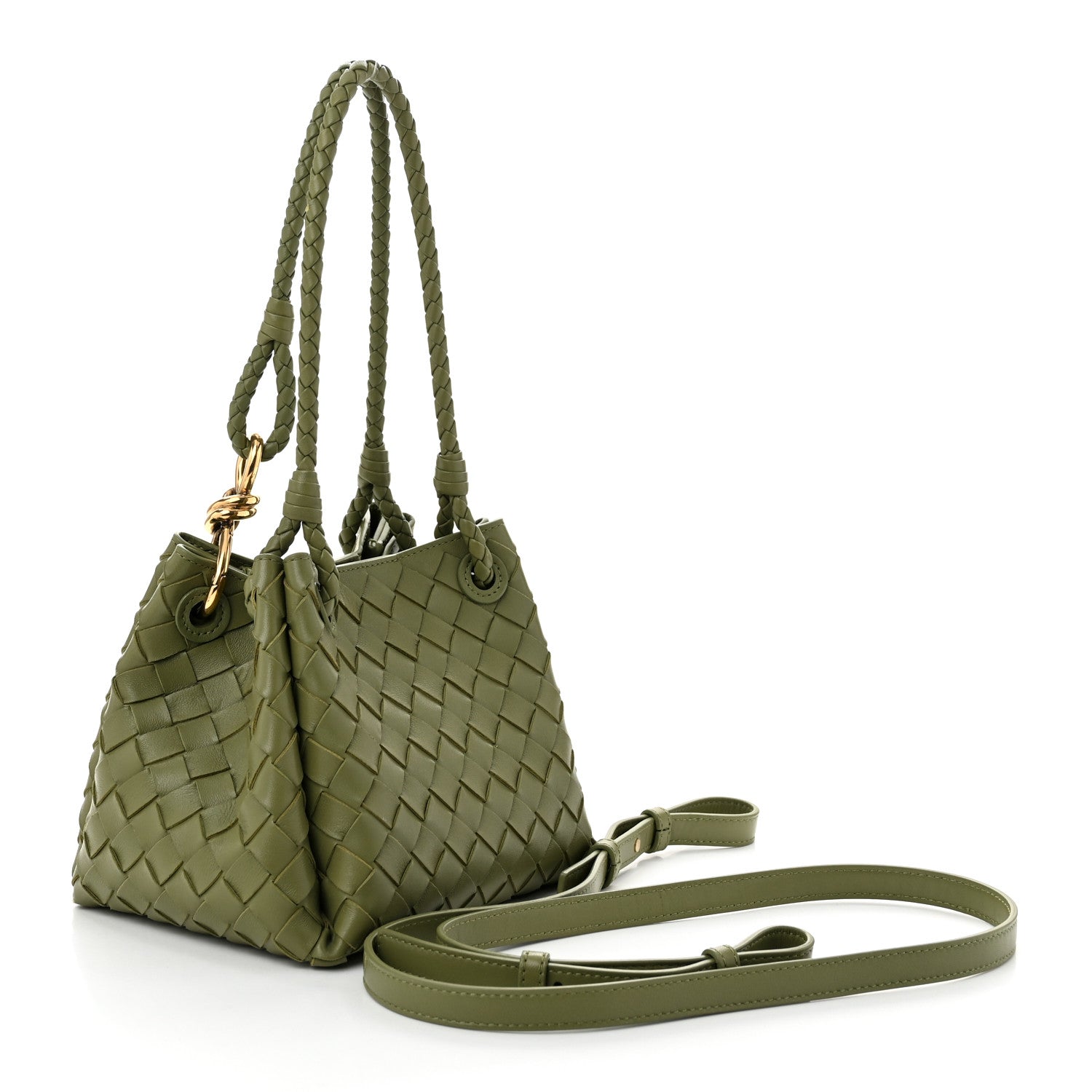 Bottega Veneta Nappa Intrecciato Small Parachute Shoulder Matcha