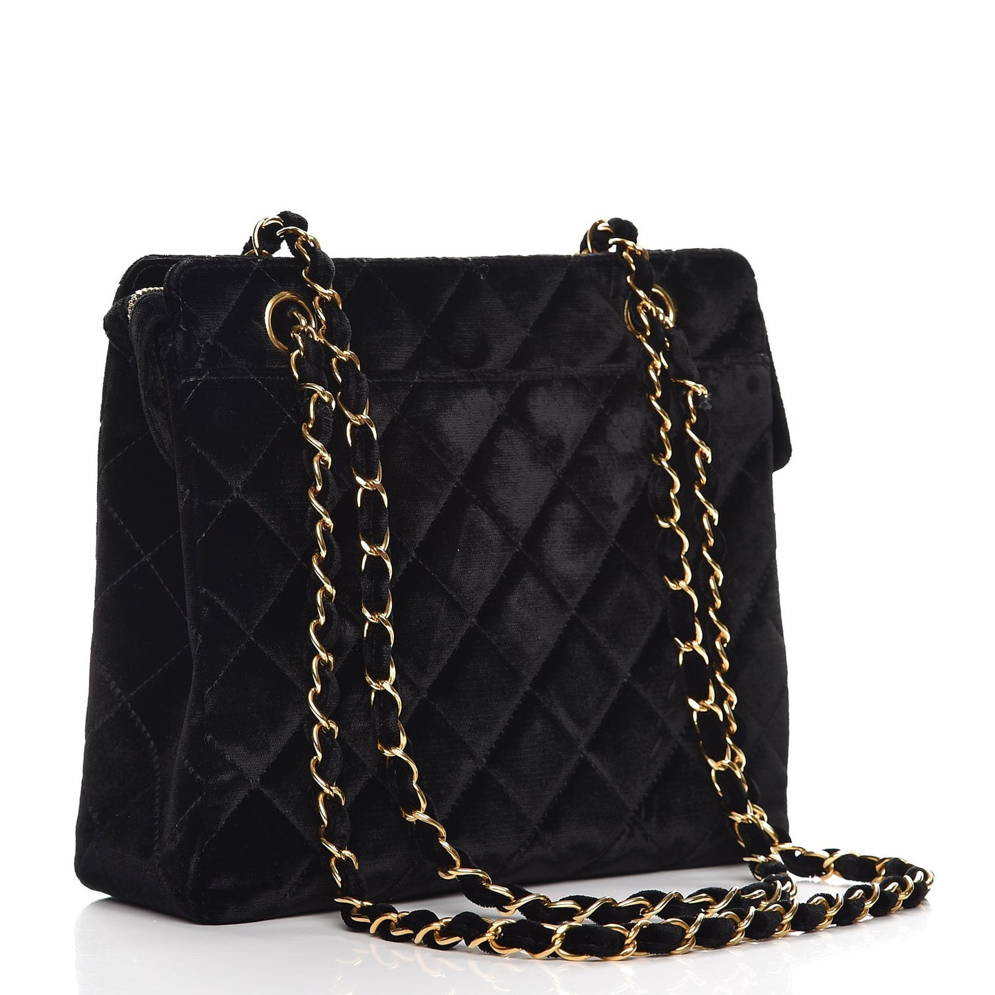 Velvet Quilted Shoulder Bag Black