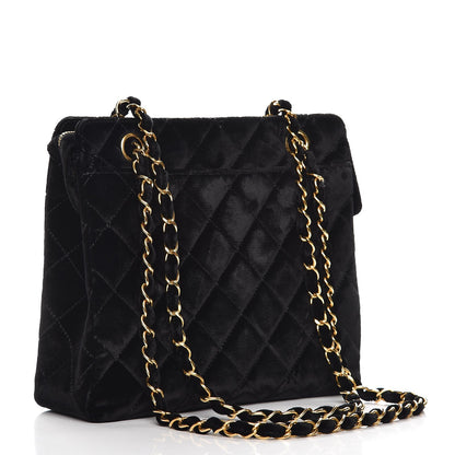 Chanel Velvet Quilted Shoulder Bag Black 3 of 8