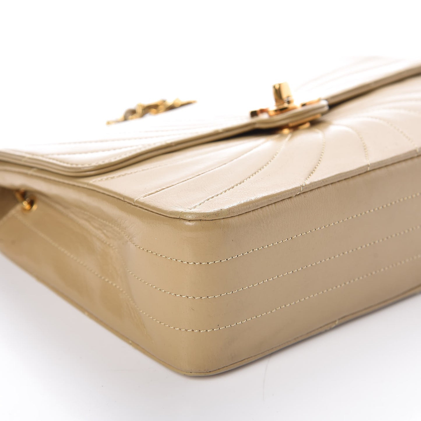 Lambskin Quilted Small Single Flap Beige