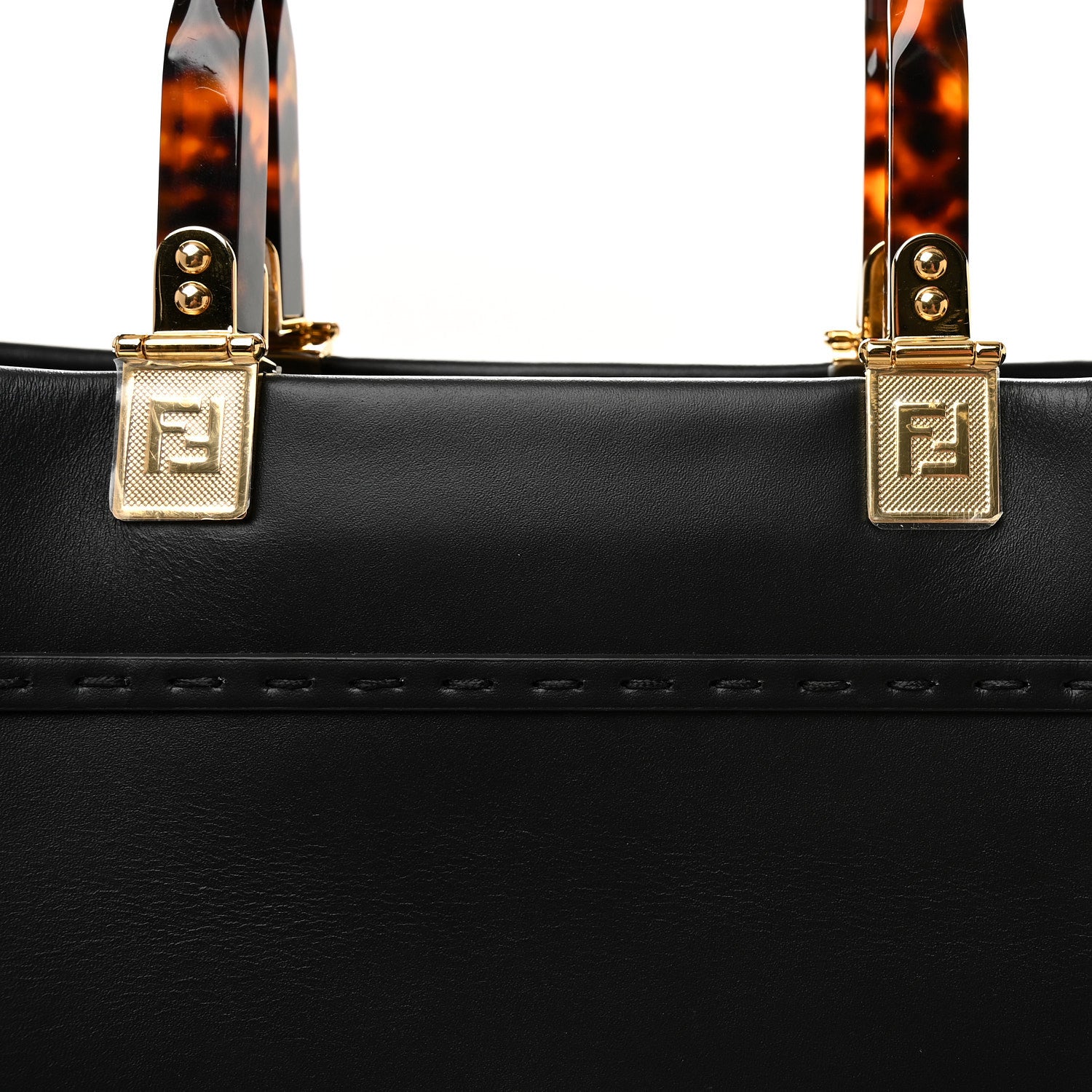 Fendi Vitello King Plexiglass Large Fendi Sunshine Shopper Tote Black 7 of 9