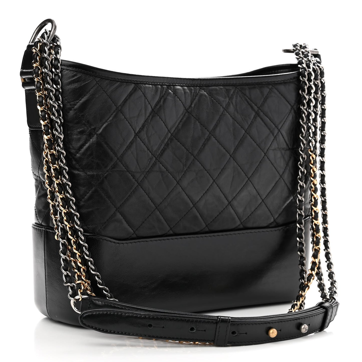Aged Calfskin Quilted Medium Gabrielle Hobo Black