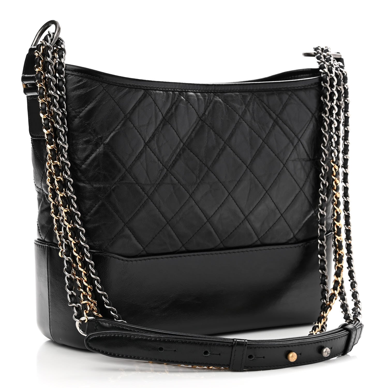 Chanel Aged Calfskin Quilted Medium Gabrielle Hobo Black 3 of 12