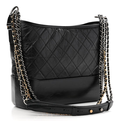 Chanel Aged Calfskin Quilted Medium Gabrielle Hobo Black 3 of 12