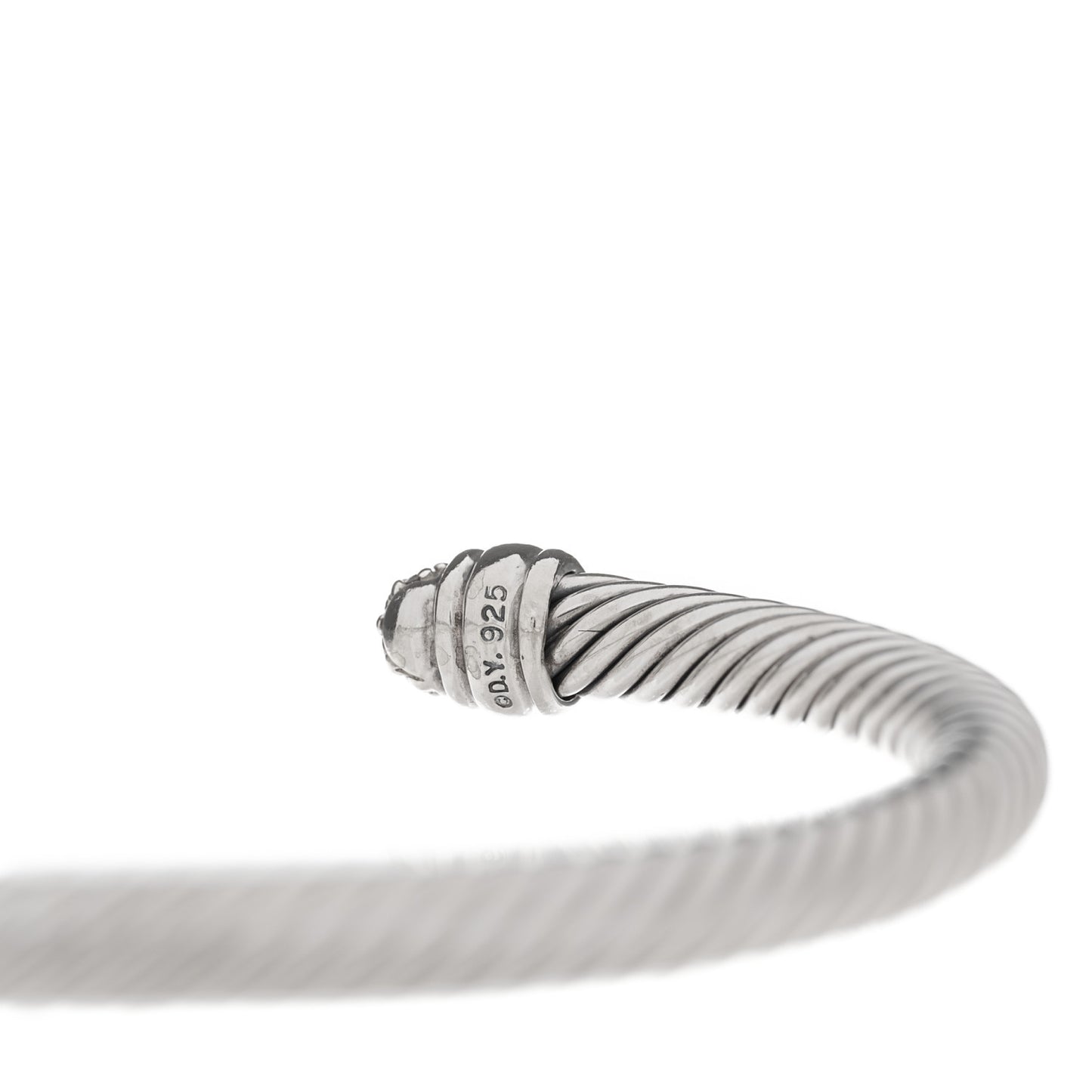 Sterling Silver Pave Diamond 5mm Cable Classics Bracelet