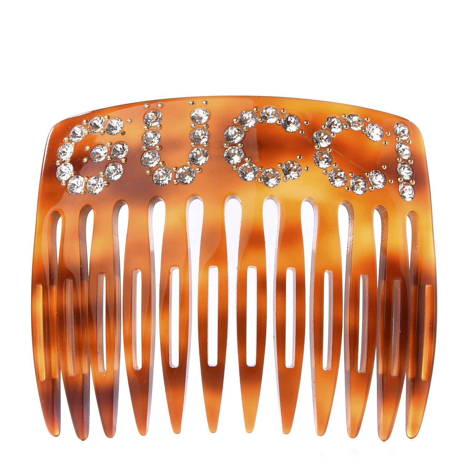 Gucci Resin Crystal Hair Comb Tortoiseshell 1 of 4