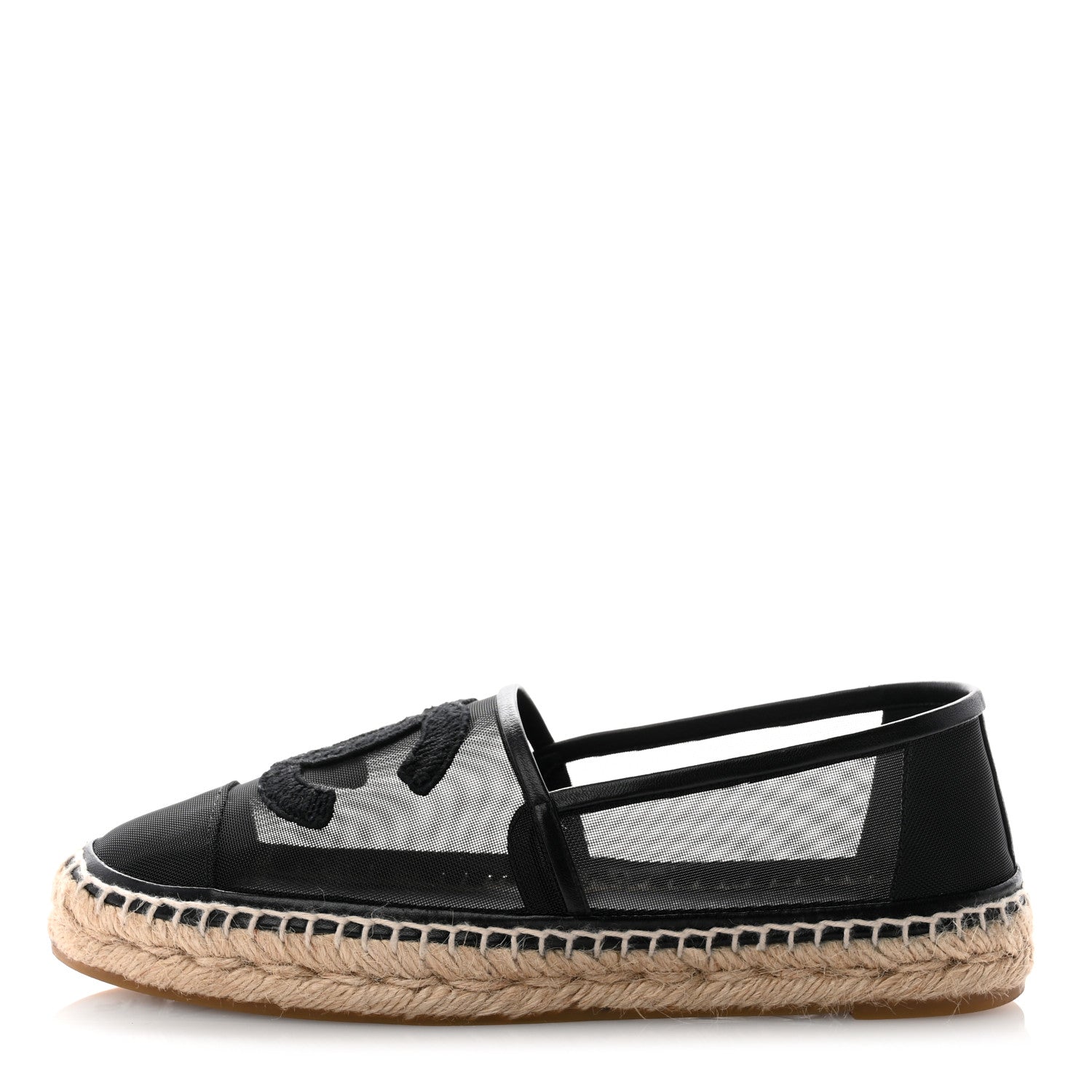 Chanel Mesh Grosgrain CC Espadrilles 38 Black 1 of 11