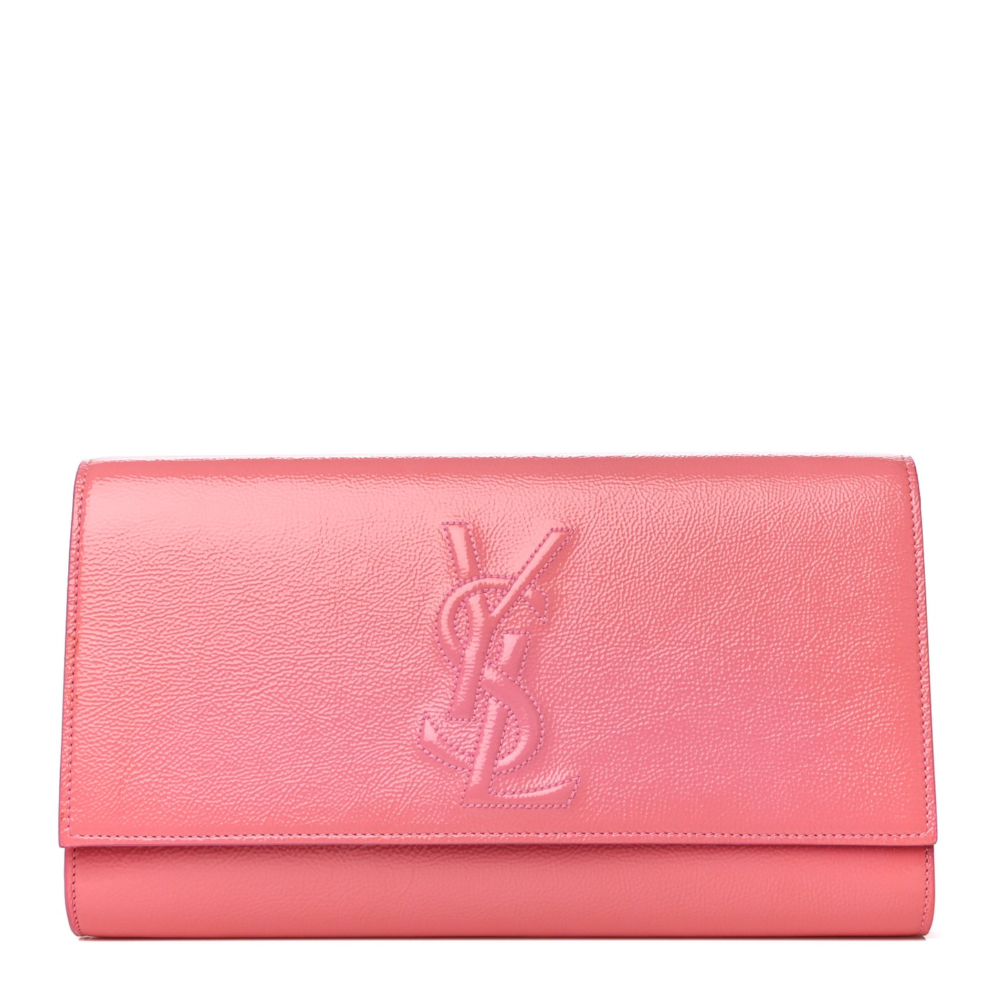 Textured Patent Monogram Large Belle De Jour Clutch Pink