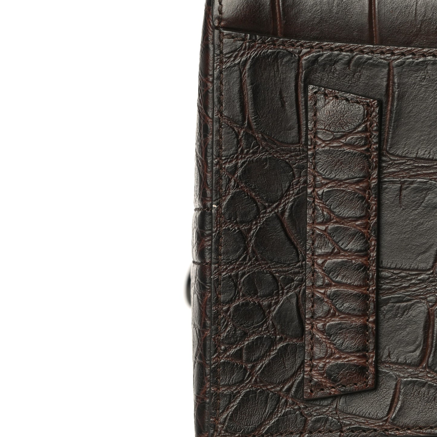 Calfskin Crocodile Embossed 3D Stud Medium Antigona Brown