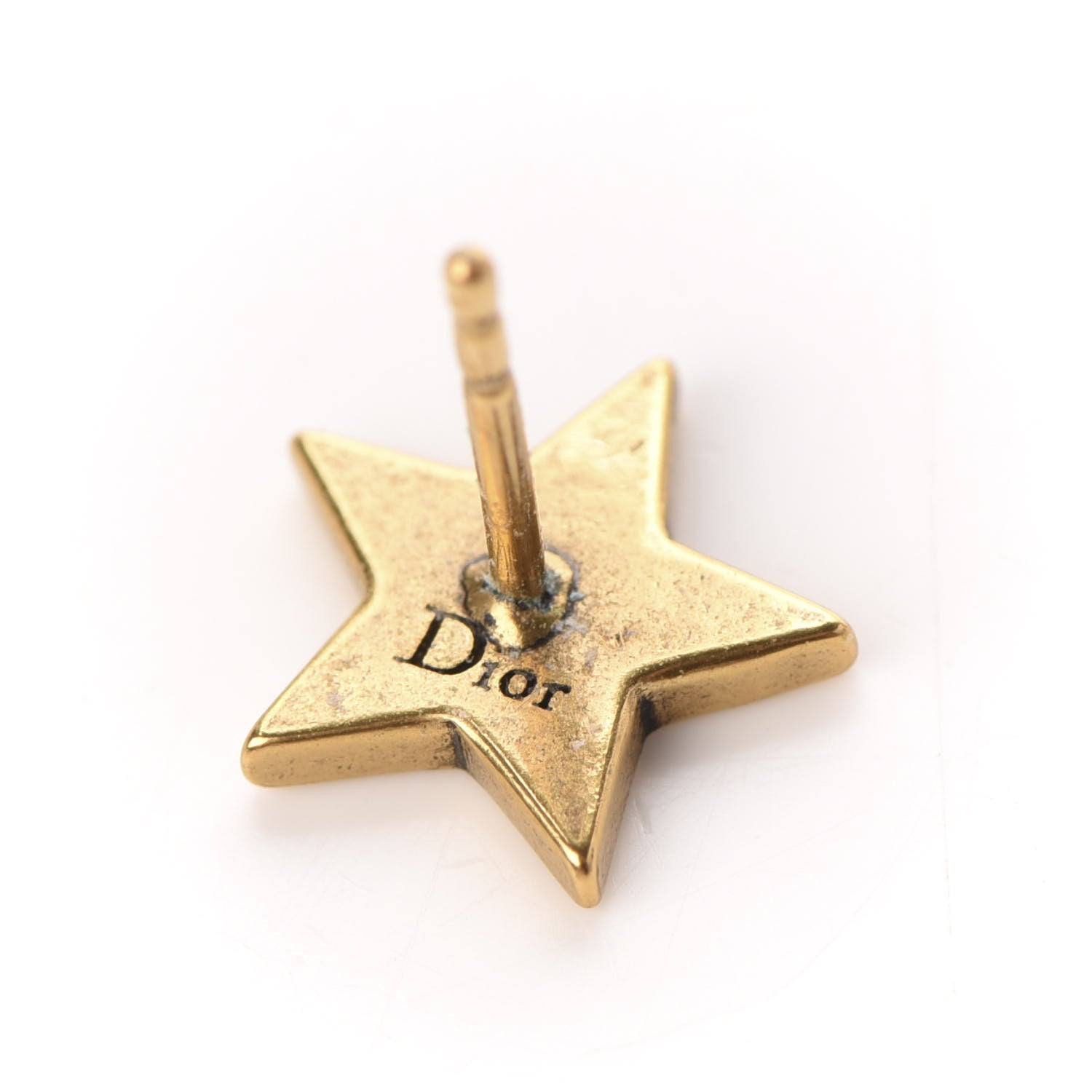 Christian Dior Metal Star Heart Earrings Black Gold 3 of 4