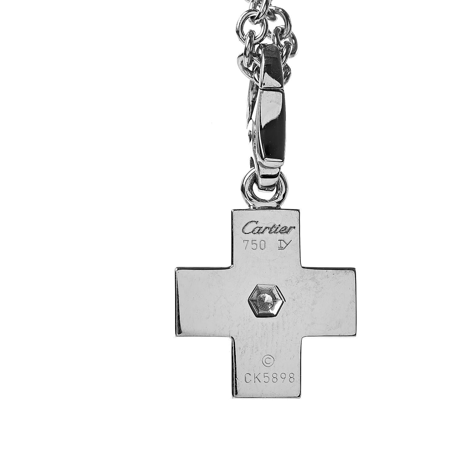 Cartier 18K White Gold Diamond Cross Pendant Necklace 5 of 5