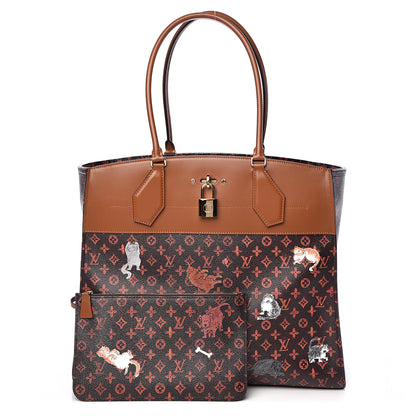Louis Vuitton Calfskin Catogram City Steamer Cabas XXL Orange Marron 1 of 11