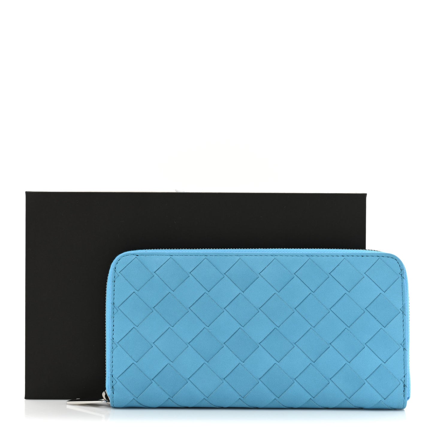 Nappa Intrecciato Zip Around Wallet Sky Blue