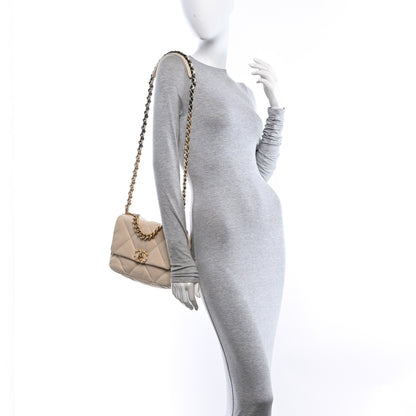 Chanel Goatskin Quilted Medium Chanel 19 Flap Beige 2 of 10