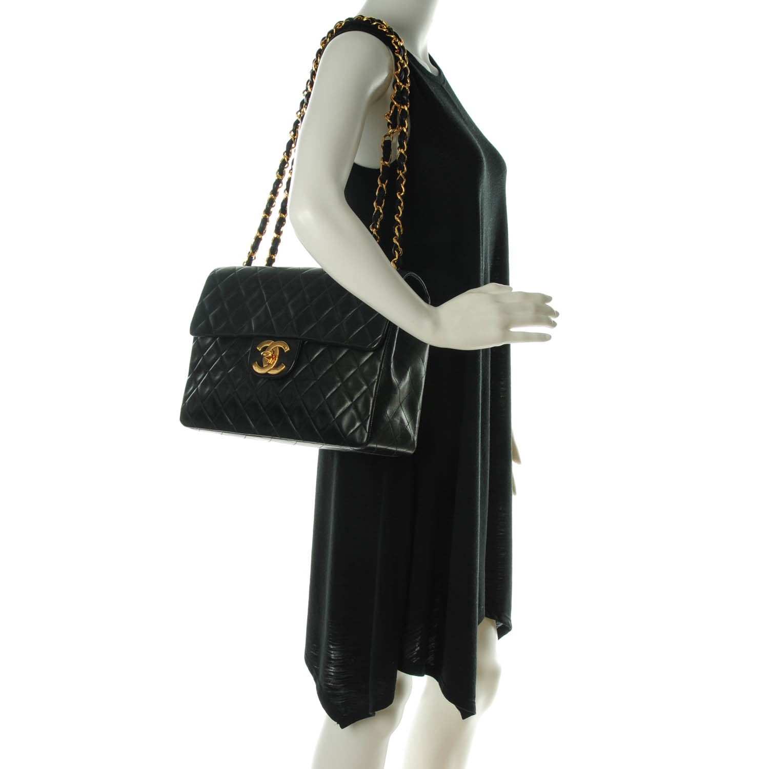 Chanel Lambskin Quilted XL Jumbo Single Flap Black 2 of 8