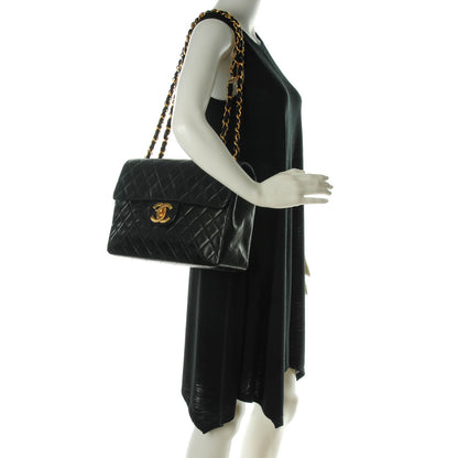 Chanel Lambskin Quilted XL Jumbo Single Flap Black 2 of 8