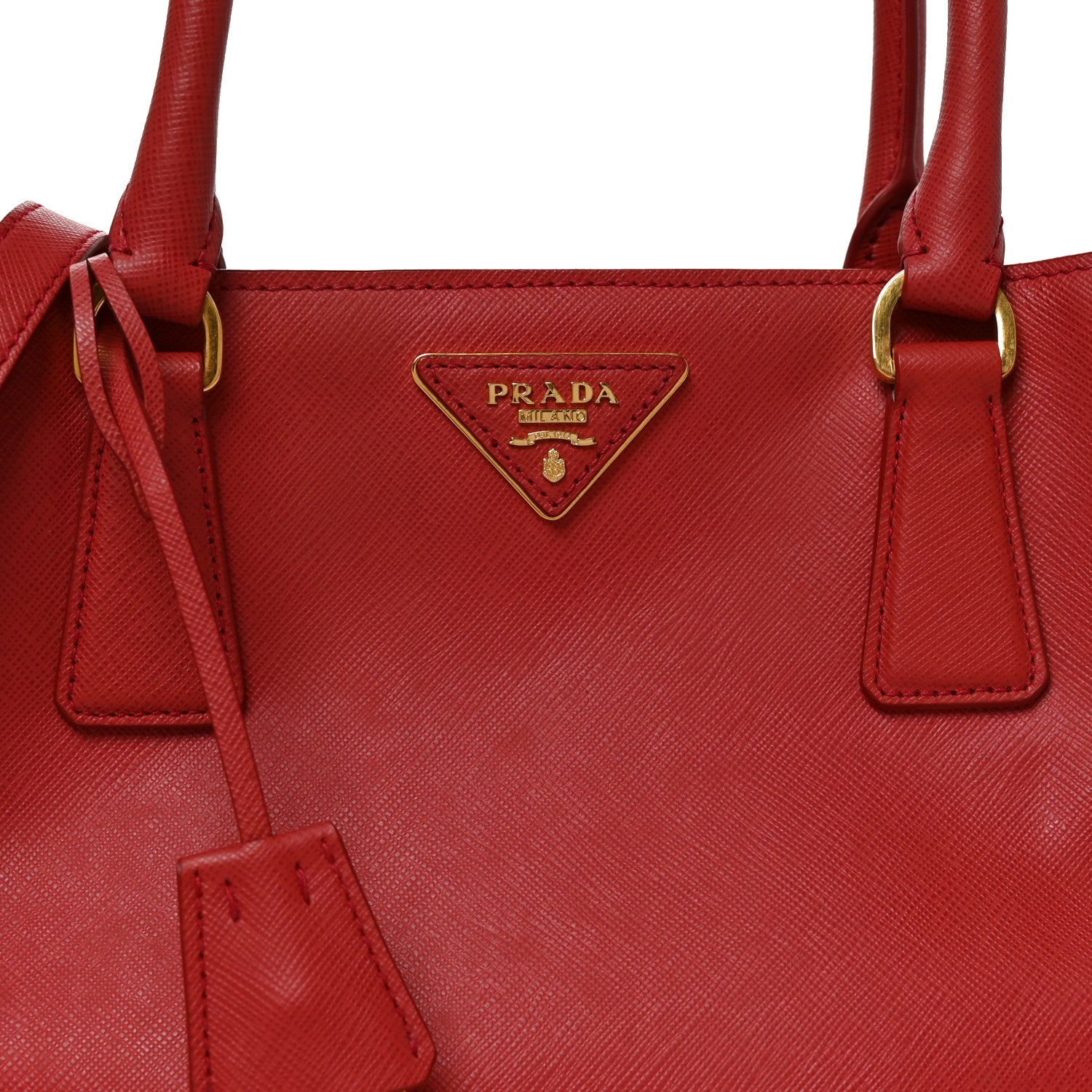 Prada Saffiano Lux Medium Tote Fuoco 7 of 9