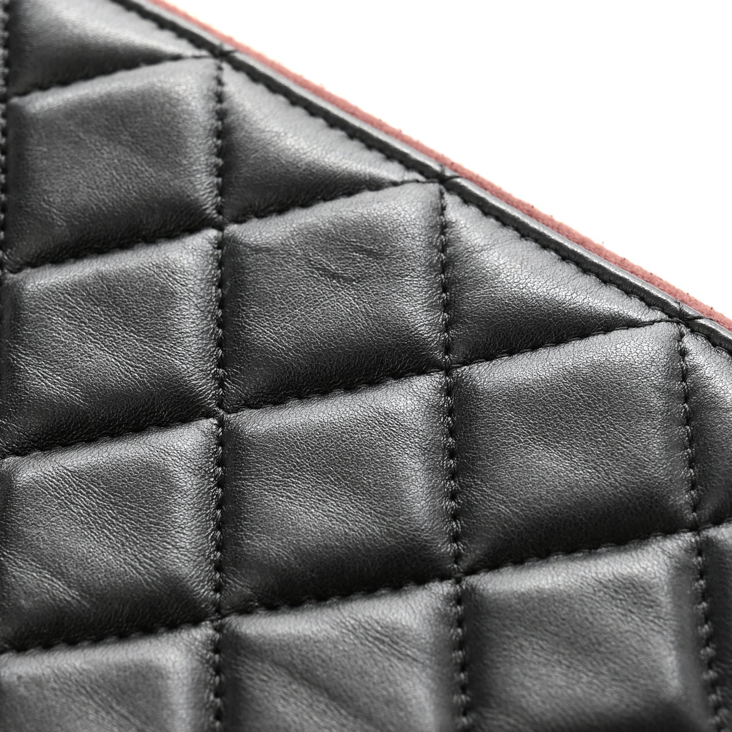 Lambskin Quilted Large Cosmetic Case Black